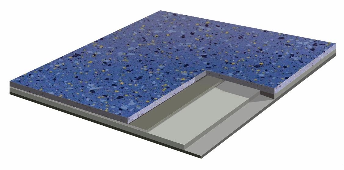 Silicon carbide surface PVC flooring construction illustration
