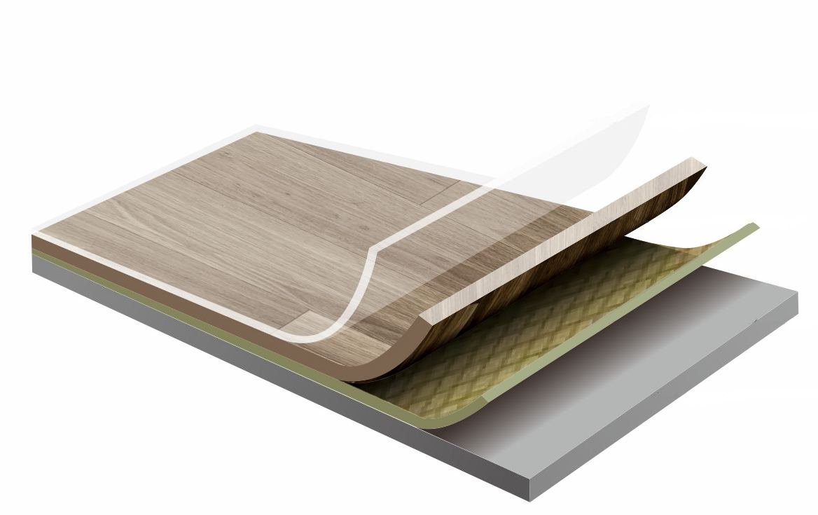 Printed PVC flooring construction illustration